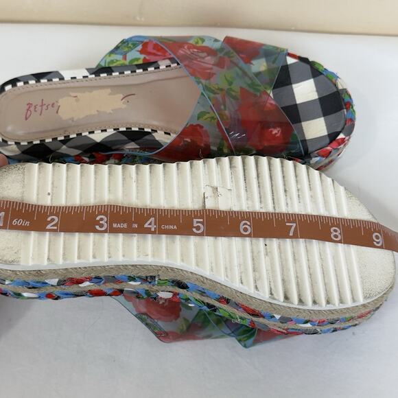 Betsey Johnson Selah Platform Sandals US 5/5.5 approx Floral Transparent Straps - Picture 10 of 12